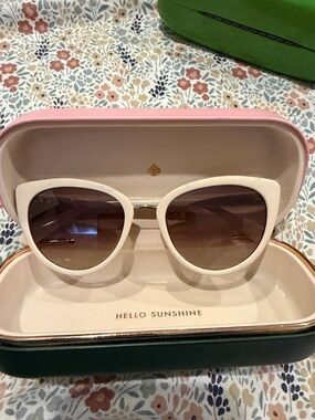 kate spade Cream Cat-Eye Sunglasses with Brown Gradient Lenses